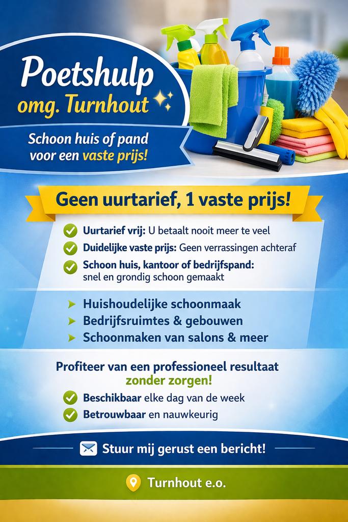 Poetshulp omgeving turnhout, Variabele uren, Vanaf 5 jaar, Overige vormen