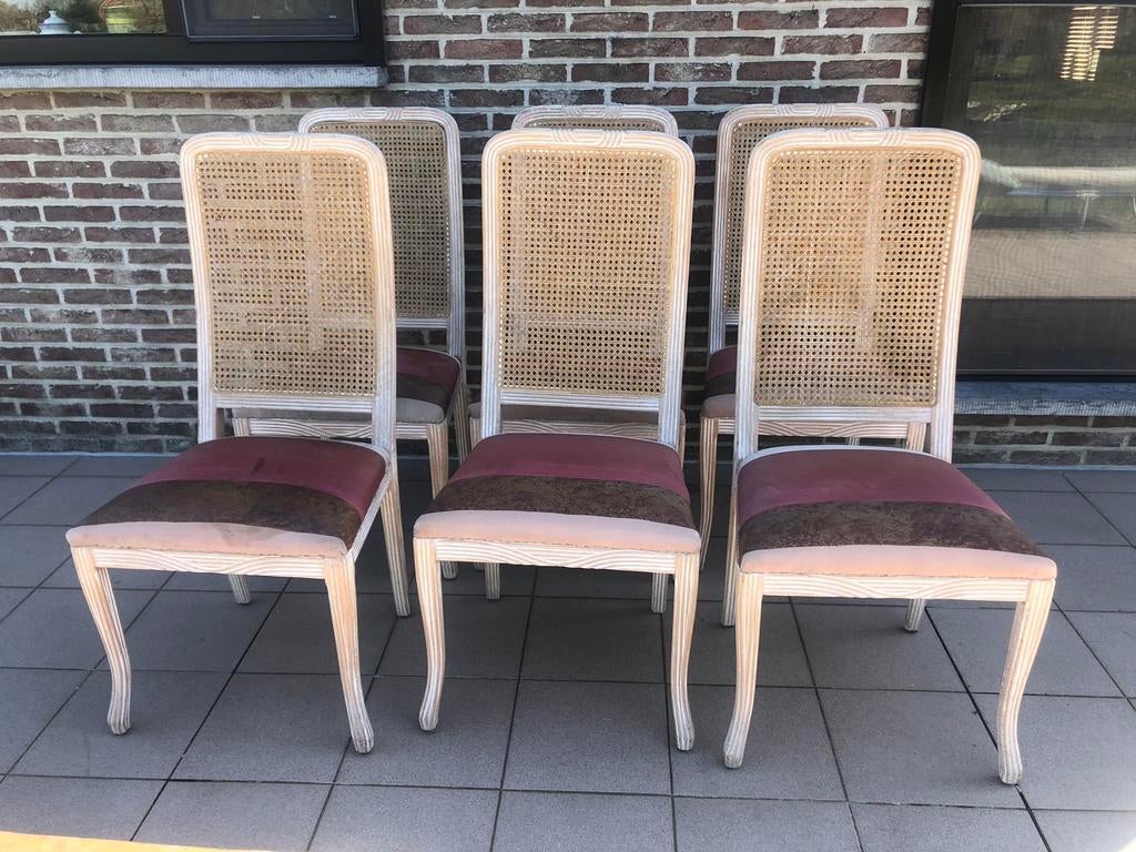 Vintage eetkamer stoelen, Ophalen, Gebruikt, Wit, Vijf, Zes of meer stoelen