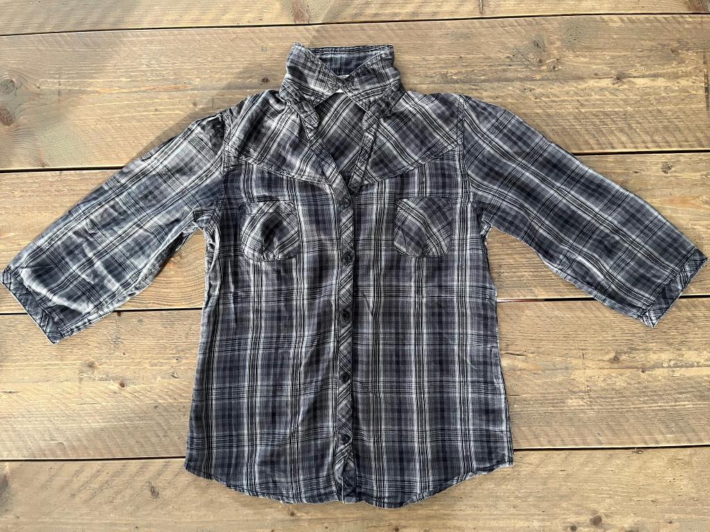 JBC H&M 4 bloesjes (wit, zwart, geel/groen, jeans) 146 - 152, Kinderen en Baby's, Kinderkleding | Maat 146, Ophalen of Verzenden