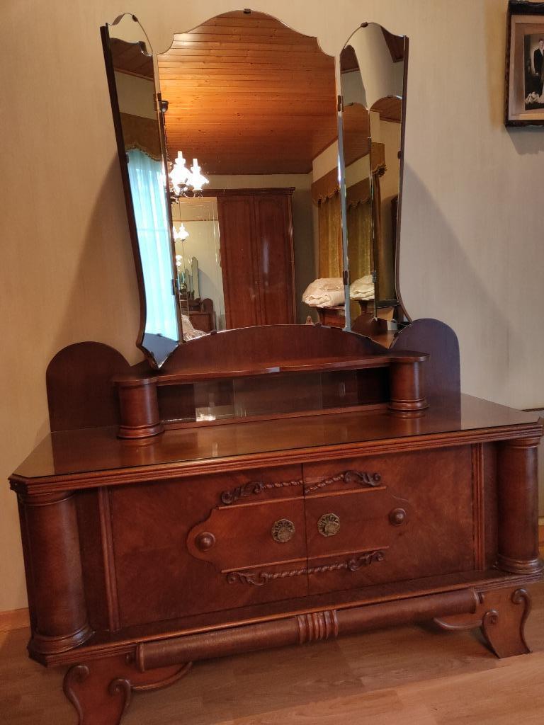 Spiegel drieluik, met commode (in goede staat), Antiek en Kunst, Antiek | Spiegels, Ophalen, Rechthoekig, 100 tot 150 cm, 100 tot 150 cm