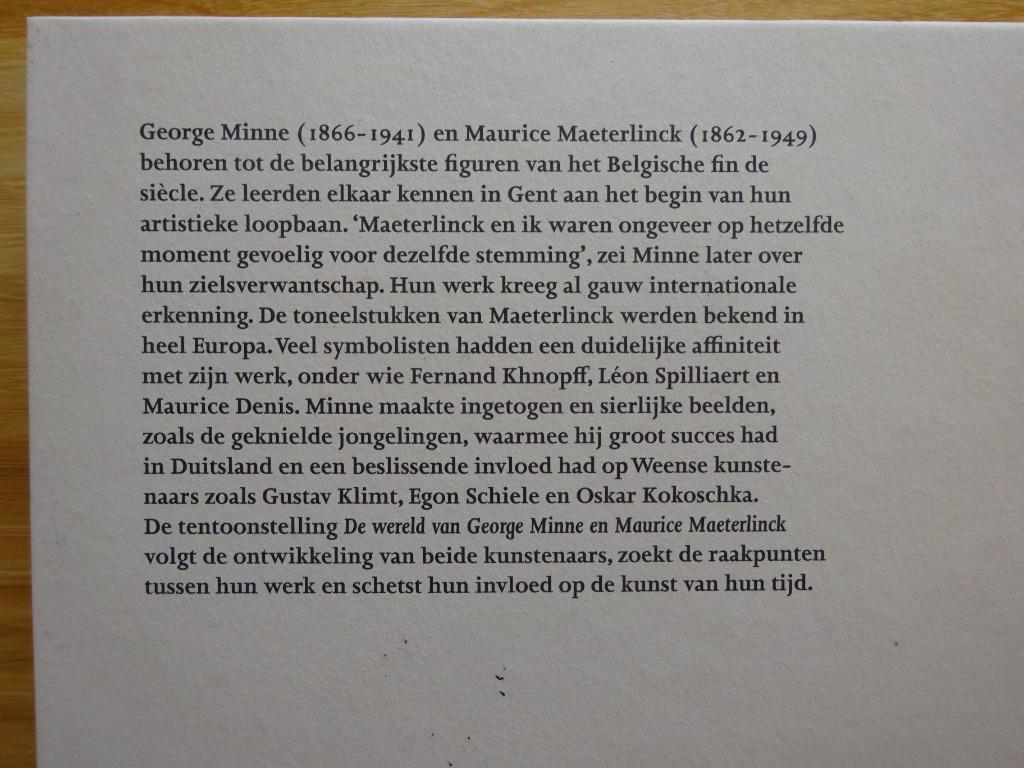 De wereld van George Minne & Maurice Maeterlinck 2011 Gent, Ophalen of Verzenden, Zo goed als nieuw, Schilder- en Tekenkunst