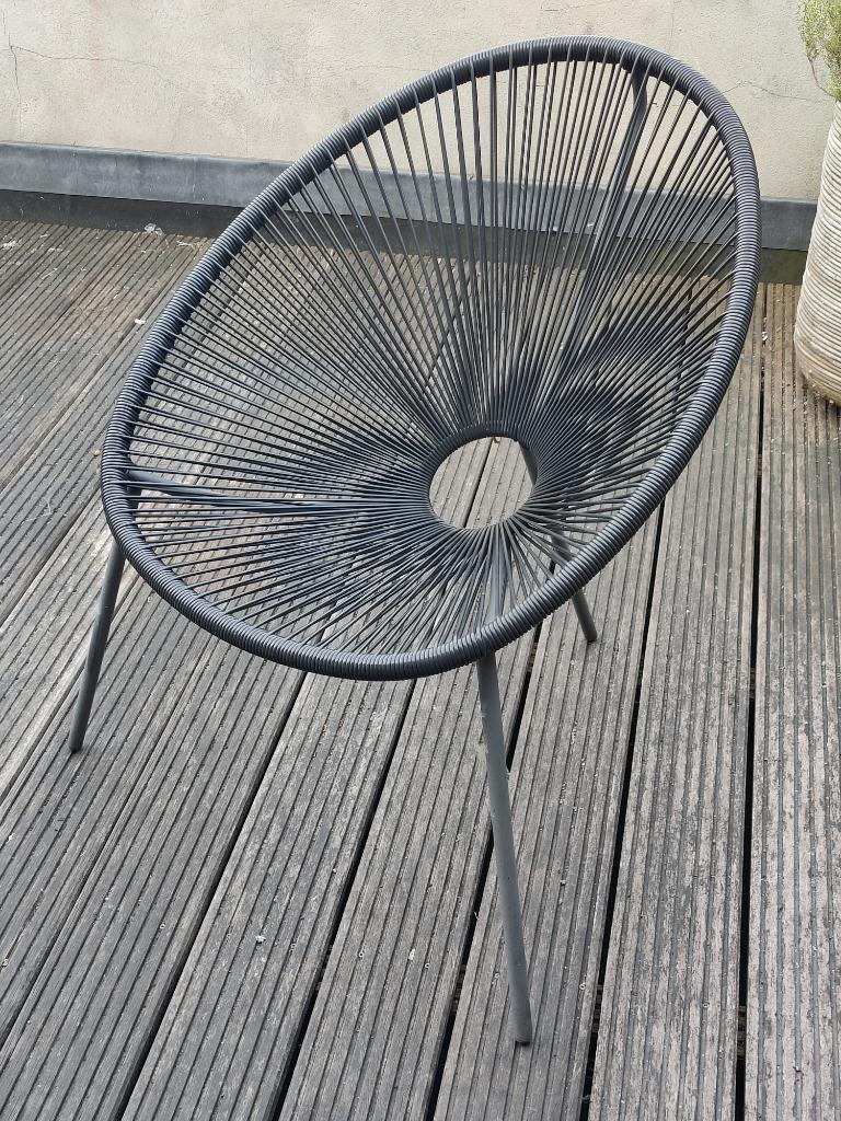 Tuinstoel zetel zwart/antraciet 4x, Ophalen, Gebruikt, Stapelbaar