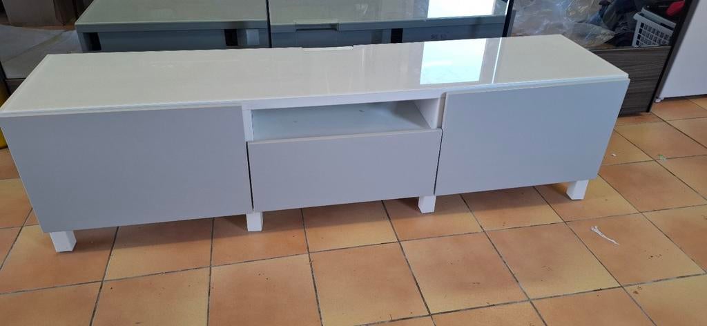 Meuble tv besta nickel, Enlèvement, Verre