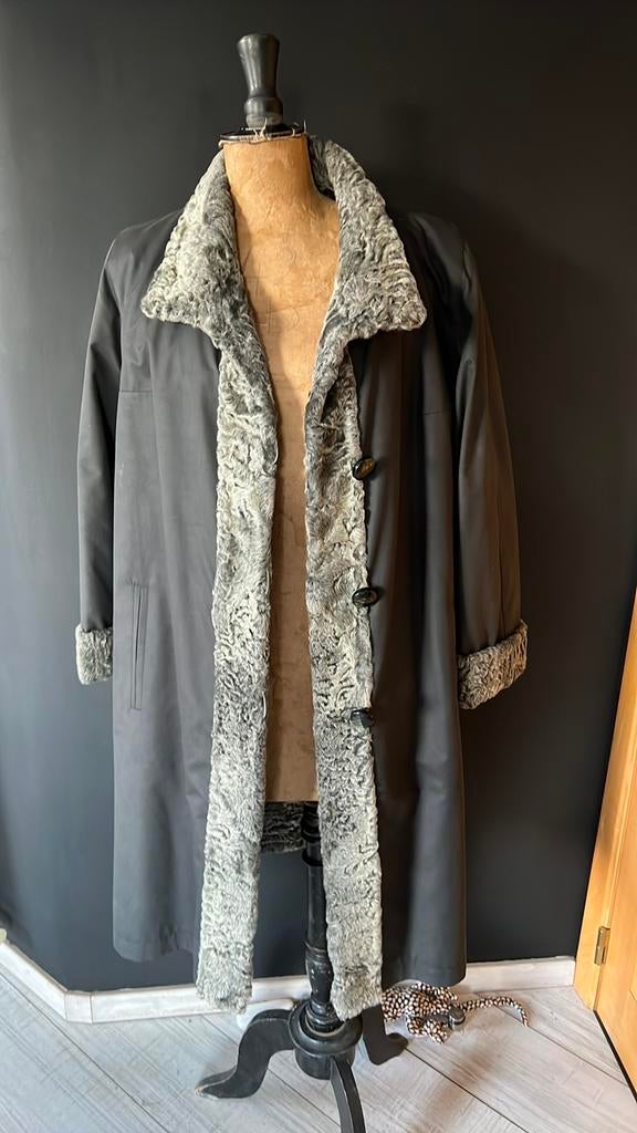 Manteau Astrakan gris droit extérieur imperméable M, Enlèvement ou Envoi, Comme neuf