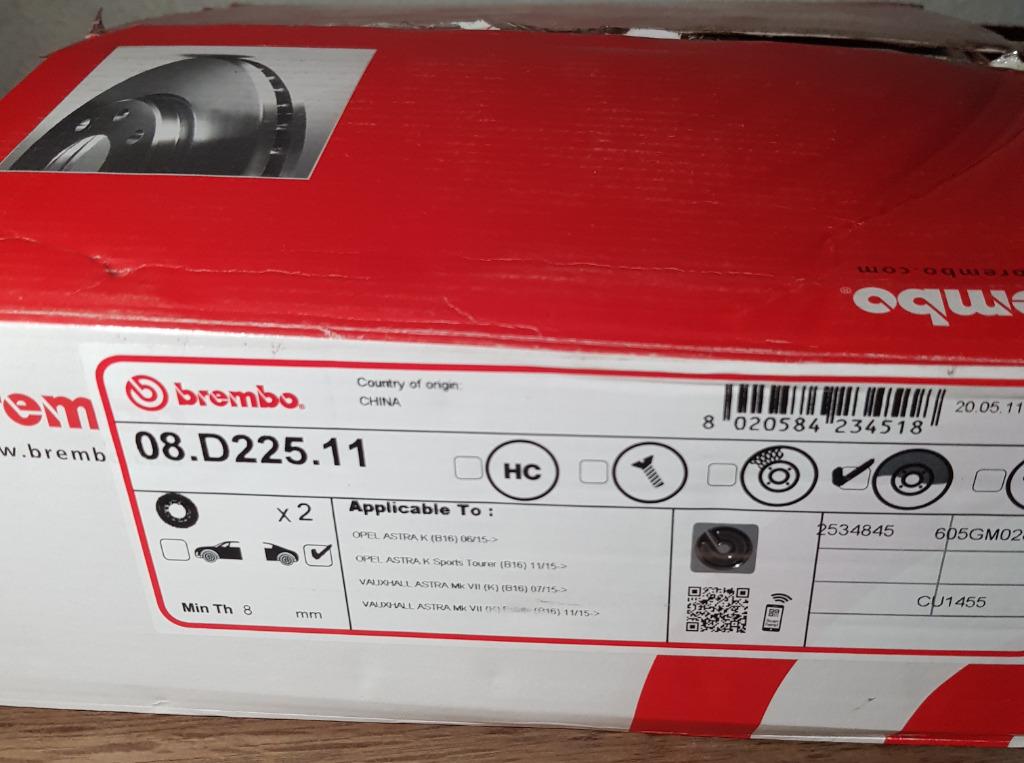 Disques de freins arrière BREMBO pour OPEL ASTRA K, AMPERA, Autos : Pièces & Accessoires, Enlèvement, Neuf, Opel