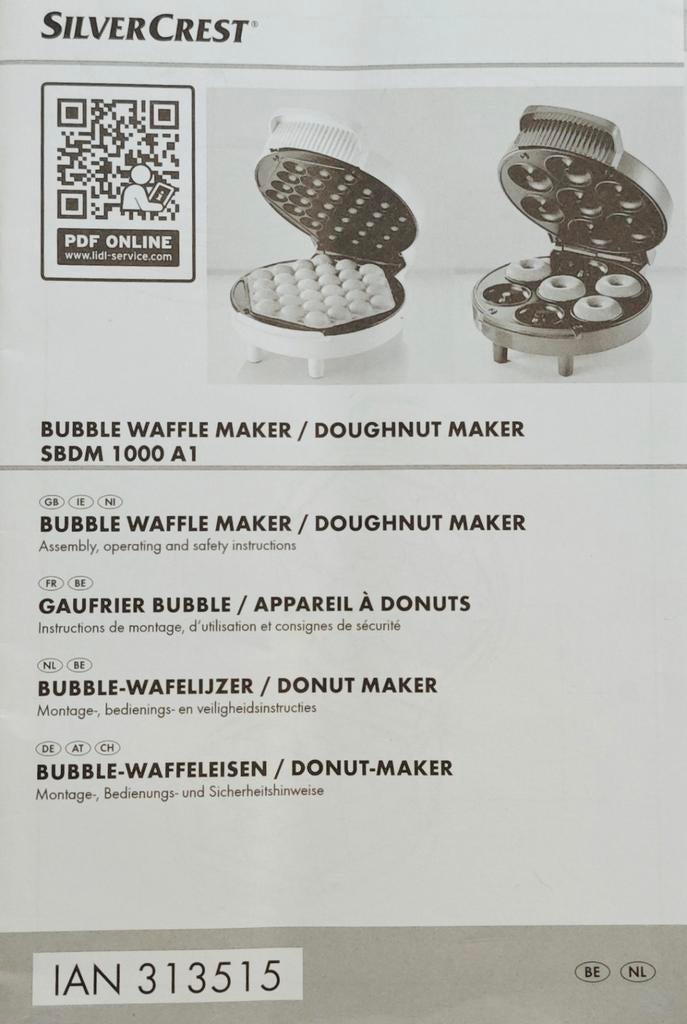 Silvercrest bubbel,wafel en donut ijzer, Maison & Meubles, Enlèvement