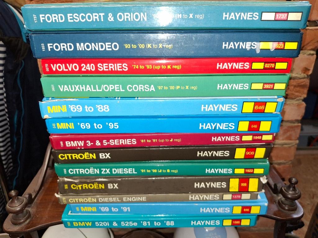 13 haynes werkboeken, Ophalen