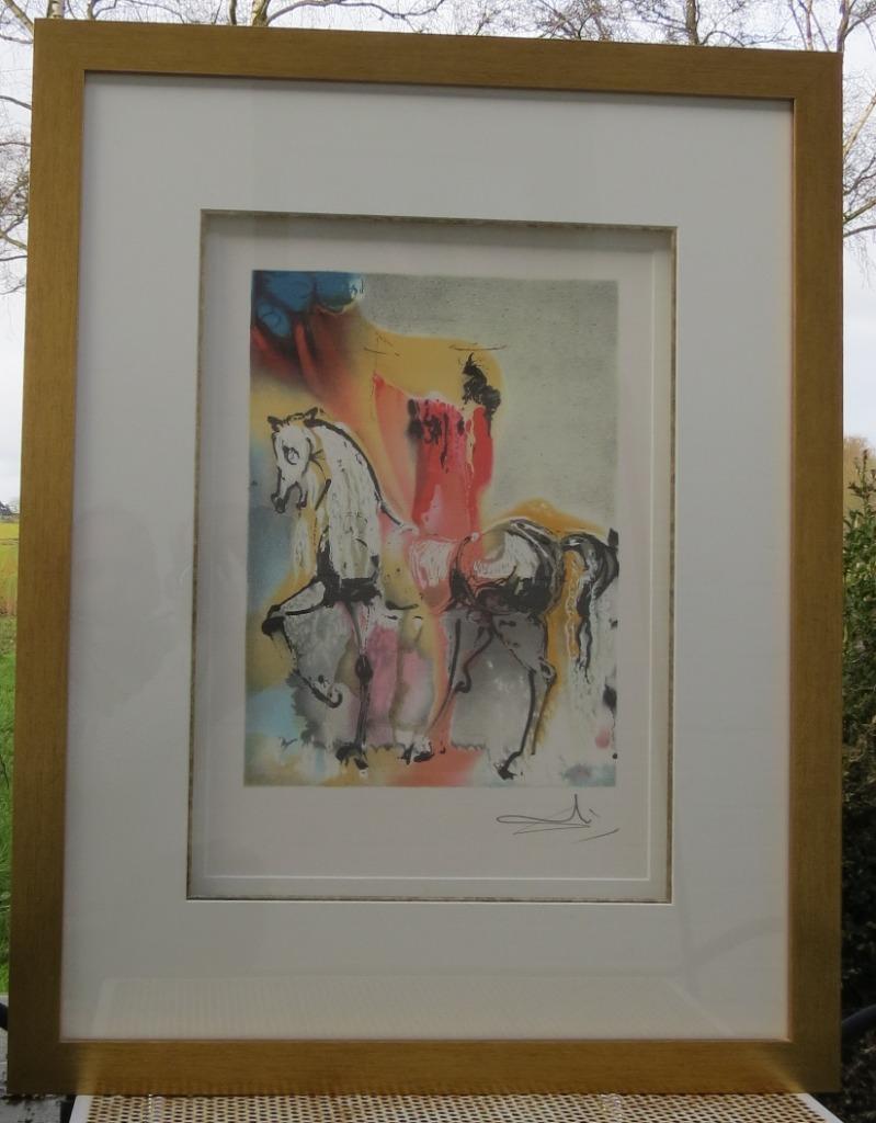 Salvador Dali Dalinian Horses - The Christian Knight litho, Antiek en Kunst, Kunst | Litho's en Zeefdrukken, Ophalen