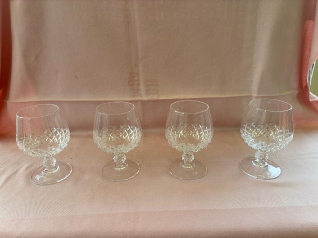 4 verres à cognac Cristal d'Arques, Antiquités & Art, Enlèvement