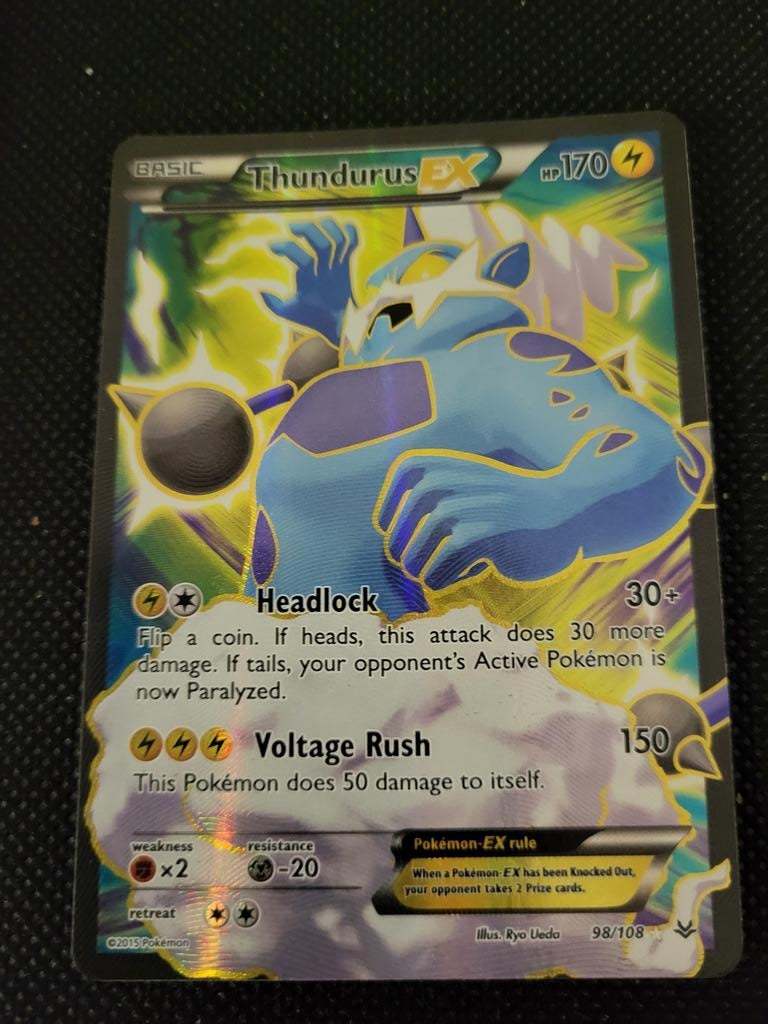 Pokemonkaart Thundurus EX, Hobby en Vrije tijd, Verzamelkaartspellen | Pokémon, Ophalen, Zo goed als nieuw, Losse kaart