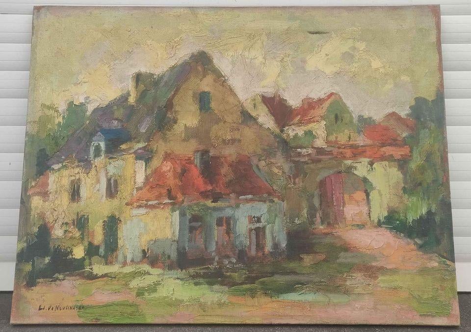 Huile sur toile maison signe Edmond de meulenaere, Antiquités & Art, Art | Peinture | Classique, Enlèvement ou Envoi