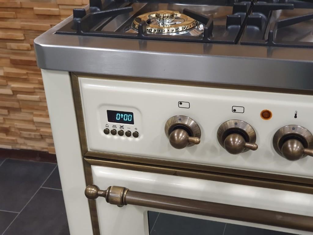 Luxe Boretti Majestic Fornuis 90cm crème & oud koper GASOVEN, Gaz, Classe énergétique A ou plus économe, Comme neuf, Enlèvement