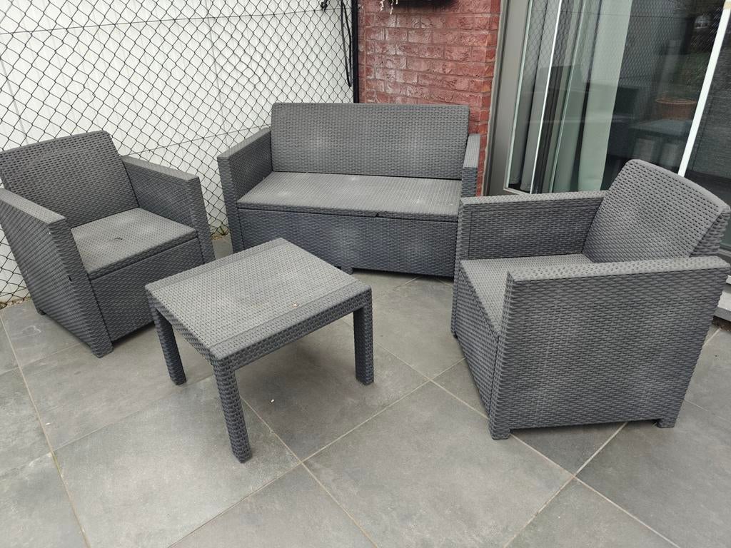 Loungeset, Tuin en Terras, Ophalen, 4 zitplaatsen, Kunststof, Gebruikt