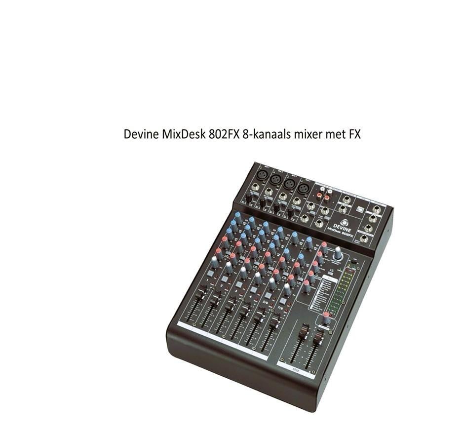 8 kanaals mengpaneel DEVINE, Muziek en Instrumenten, Mengpanelen, Ophalen, Nieuw, 5 tot 10 kanalen, Microfooningang