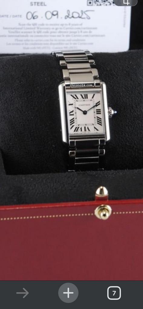 Cartier Tank neuve boite+tags+Garantie Cartier, Montre-bracelet, Autres marques, Enlèvement ou Envoi, Acier
