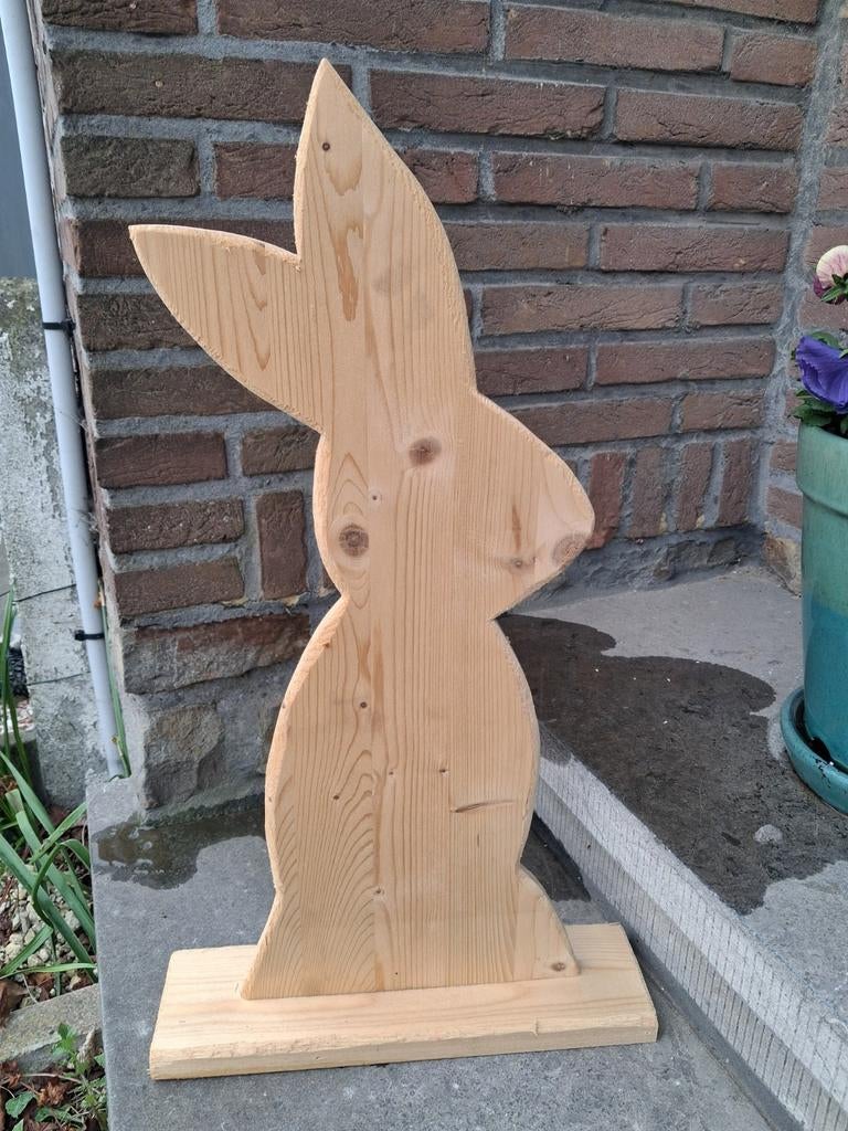 Houten decoratie konijn, Tuin en Terras, Tuinwanddecoratie, Ophalen