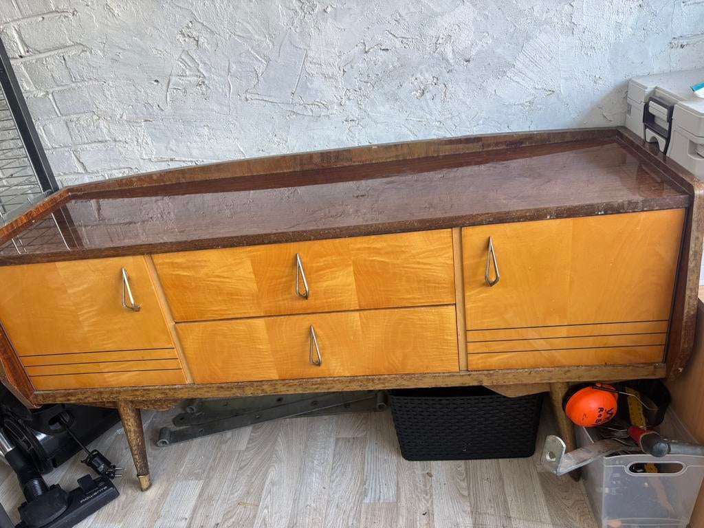 :  Buffet bas Art Déco vintage années 40–50 Enfilade en bois, Enlèvement, Utilisé