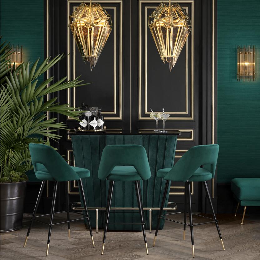 BAR Eichholtz Bolton groen fluweel barmeubel barstoel, Enlèvement, Comme neuf