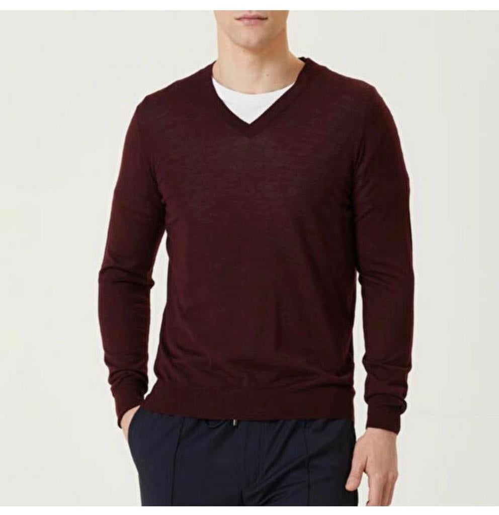 Pal Zileri - M heren Kaşmir Claret rode kasjmier trui V-hals, Ophalen of Verzenden, Zo goed als nieuw, Maat 48/50 (M), Rood