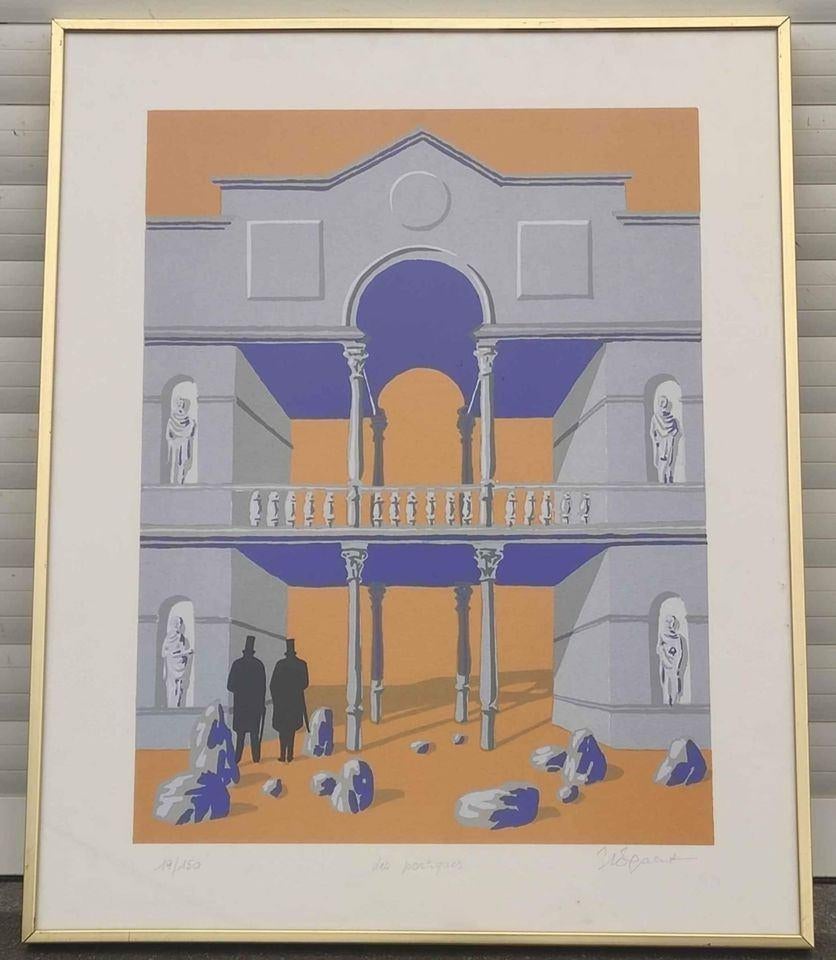 lithographie les portiques signe gaston bogaert, Antiquités & Art, Enlèvement ou Envoi