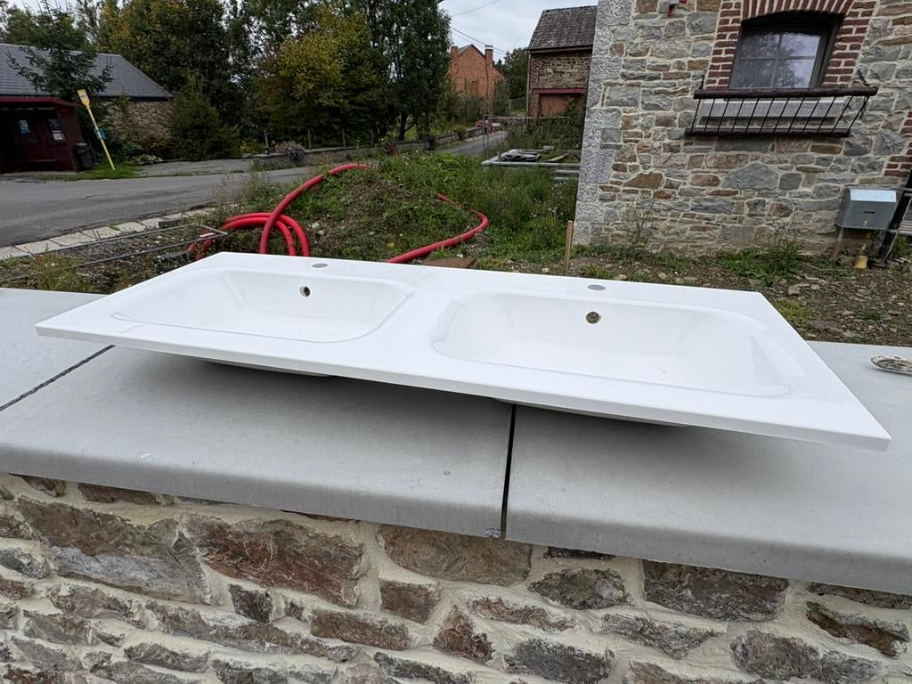 Lavabo double vasque, Bricolage & Construction, Enlèvement, Comme neuf, Lavabo
