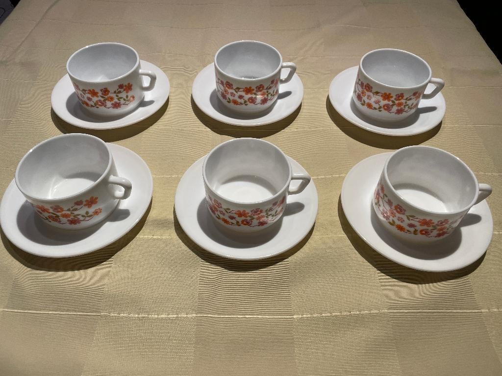 6 koffietassen met onderzetbordje Arcopal VINTAGE - RETRO, Ophalen, Huis en Inrichting