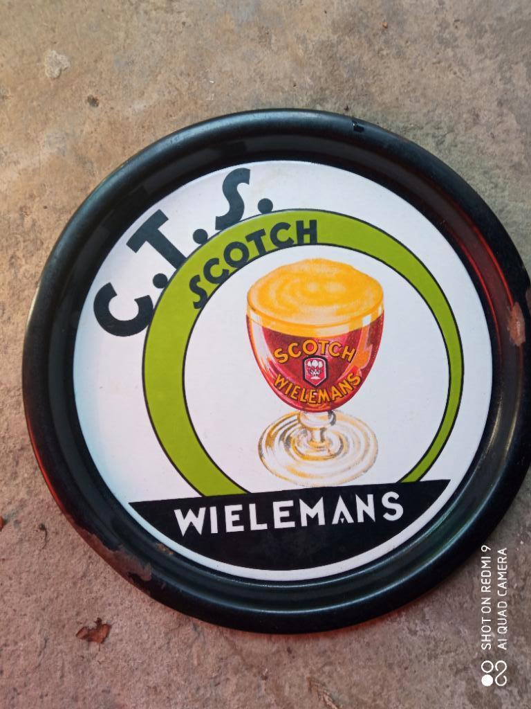 Ancien plateau plaque émaillée CTS Wielemans, Collections, Marques & Objets publicitaires, Enlèvement ou Envoi, Utilisé, Panneau publicitaire