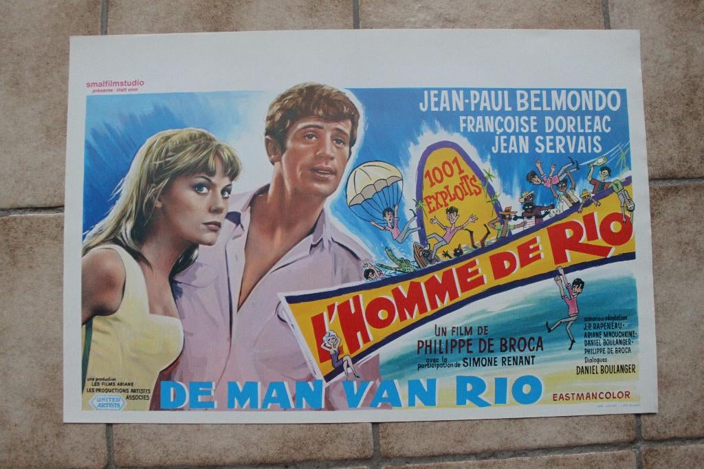filmaffiche: Jean-Paul Belmondo l'homme de Rio filmposter, Enlèvement ou Envoi, Rectangulaire horizontal, A1 jusqu'à A3, Comme neuf