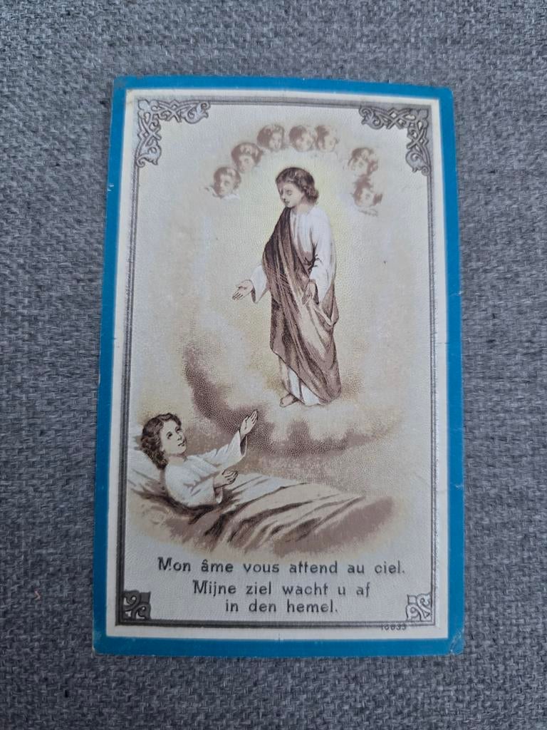 Carte de décès d'enfant 1915, Loksbergen, Collections, Enlèvement ou Envoi, Image pieuse