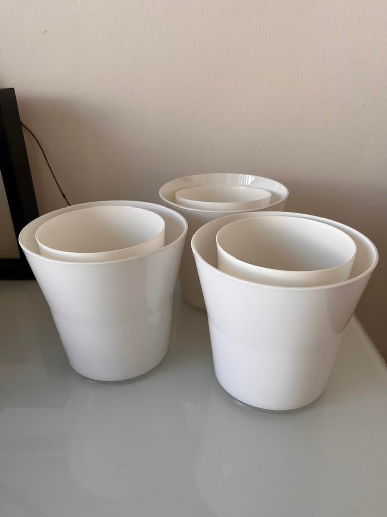 IKEA bloempotten in wit plastiek 3 stuks, Tuin en Terras, Ophalen of Verzenden, Zo goed als nieuw