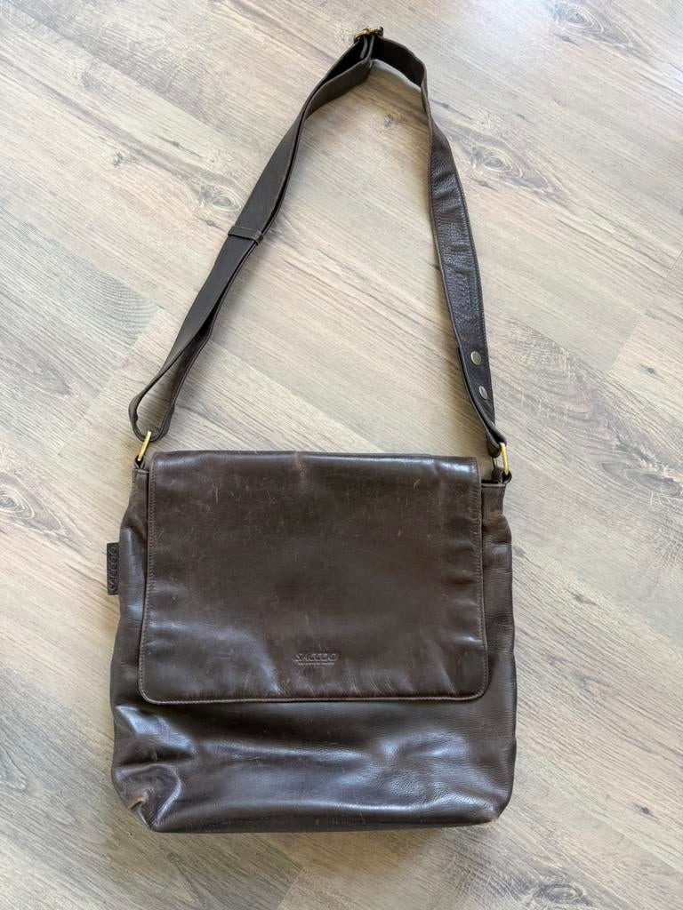Lederen tas Saccoo by Bosboom, Autres marques, Cuir, Enlèvement ou Envoi, Brun