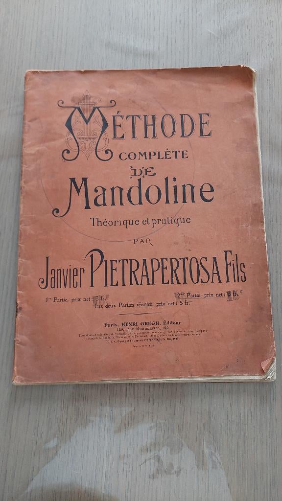 Très vieille partition et méthode pour    mandoline, Musique & Instruments, Enlèvement