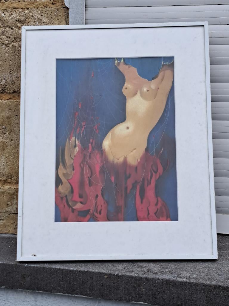 lithographie nu signe marcel delmotte, Antiquités & Art, Enlèvement ou Envoi