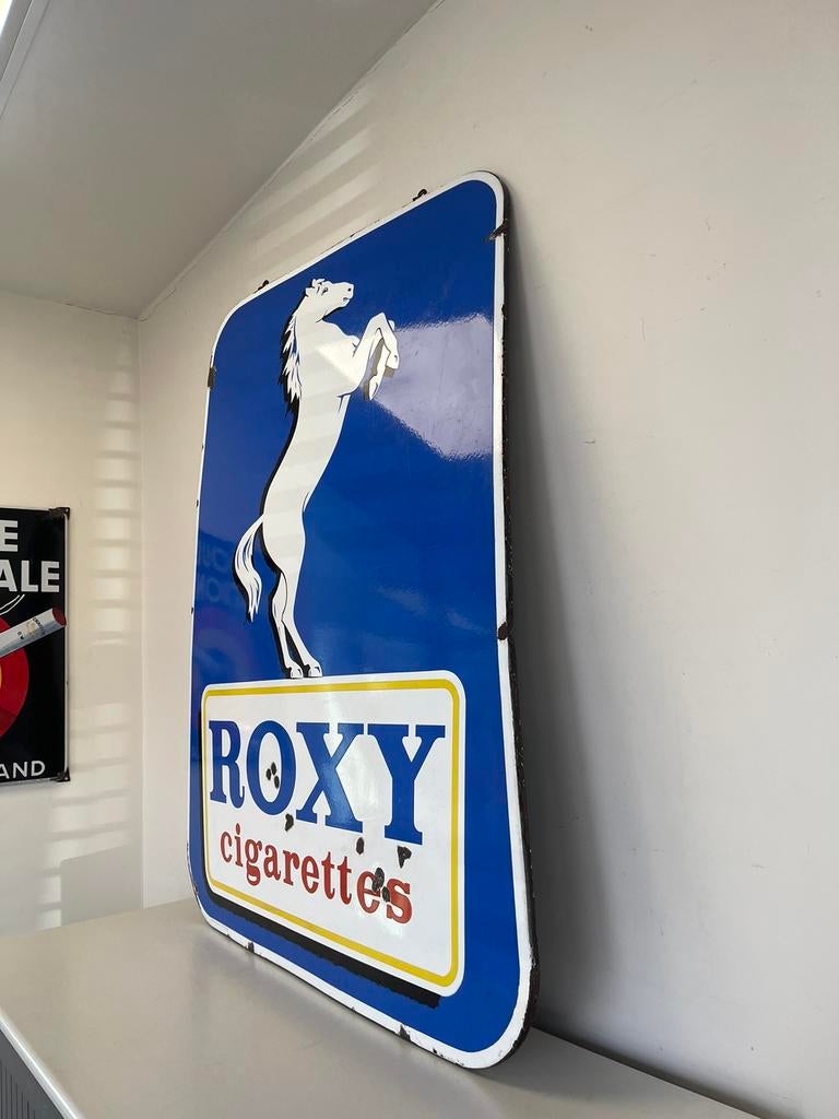 Plaque publicitaire émaillée ROXY XL, Collections, Enlèvement ou Envoi, Utilisé, Panneau publicitaire