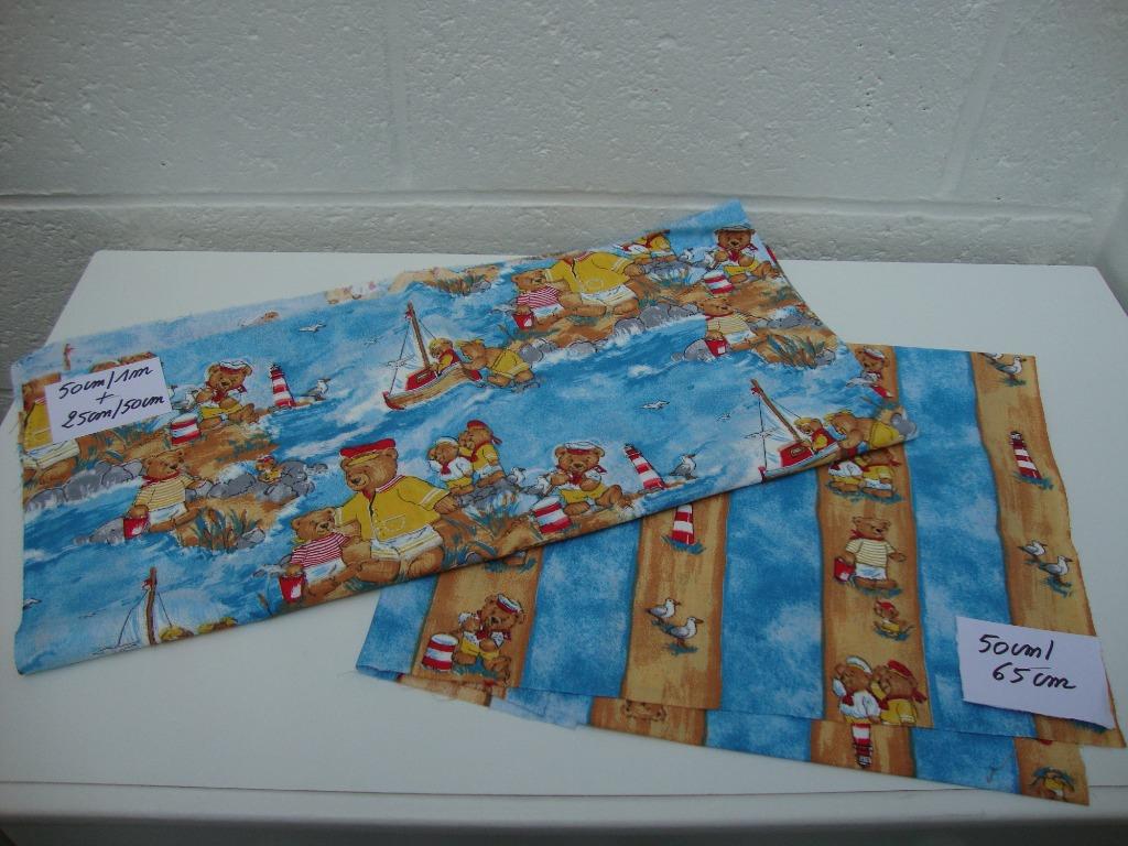 lot 2 coupons Coton Ours à la mer, Hobby & Loisirs créatifs, Neuf, Enlèvement ou Envoi, Autres couleurs, Coton