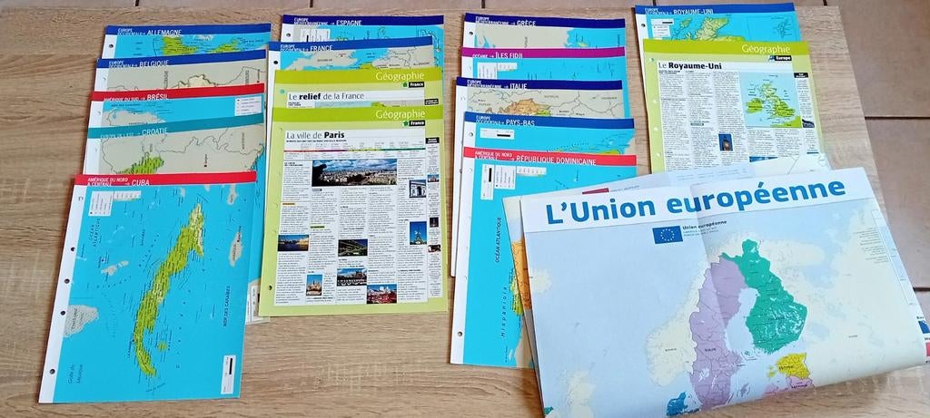 Carte de l'Union Européenne + 16 fiches de documentation, Livres, Atlas & Cartes géographiques, Enlèvement ou Envoi, Neuf, Europe autre