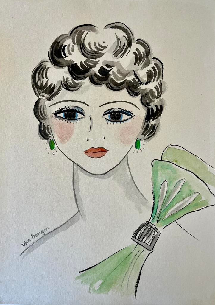 Kees Van Dongen - Aquarel - 1960 - Zeer mooie staat, Antiek en Kunst, Ophalen of Verzenden