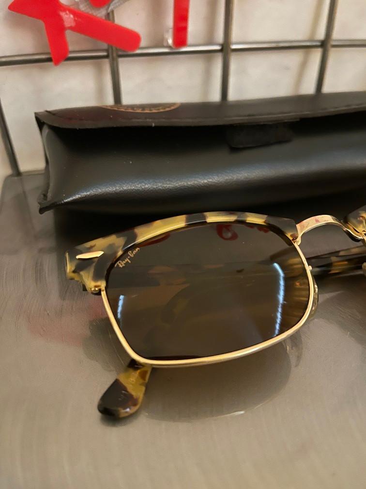 Vintage B&L Ray-Ban Clubmaster square limited W1483 C1, Enlèvement ou Envoi, Comme neuf, Brun, Ray-Ban