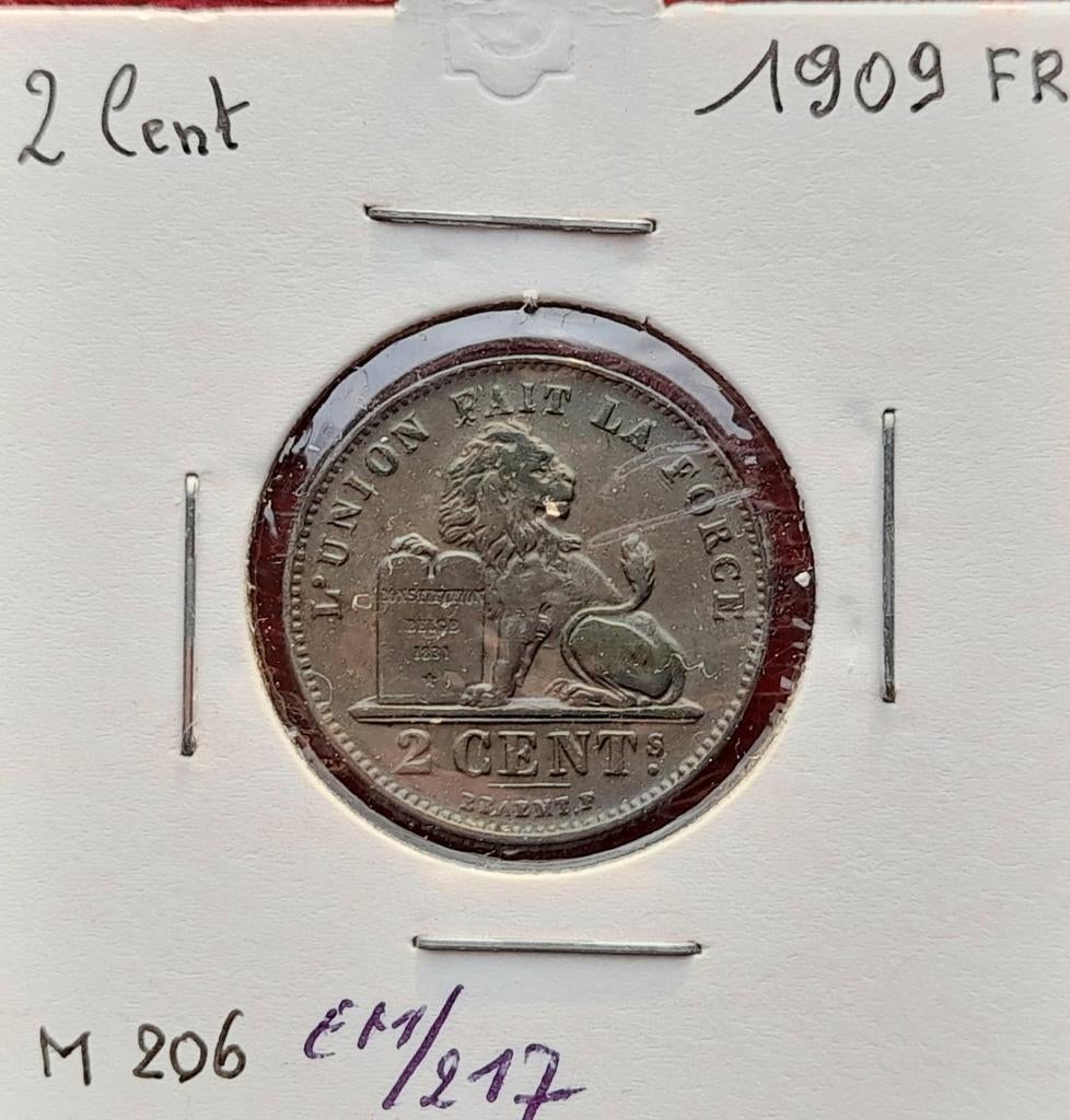 Belgique 2 centimes 1909 FR     (927), Ophalen of Verzenden, Losse munt