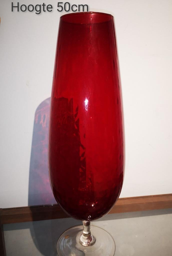RÉTRO GLAZEN VAAS JAREN 50_60, Huis en Inrichting, Woonaccessoires | Vazen, Ophalen, Gebruikt, 50 tot 75 cm, Glas