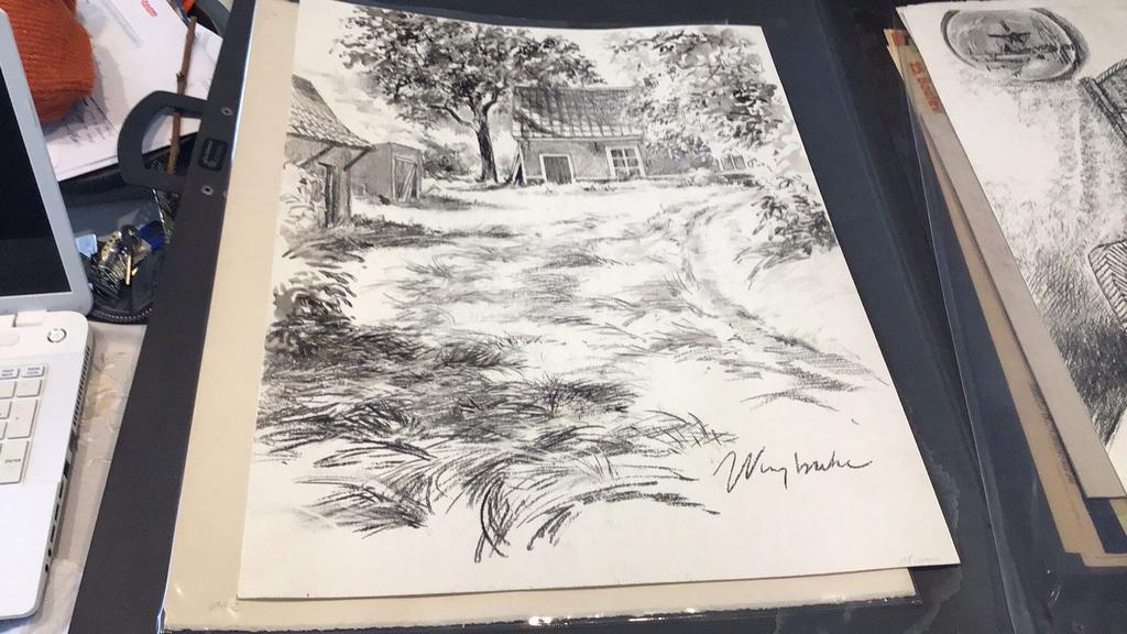 Tekening houtskool, Antiek en Kunst, Ophalen of Verzenden