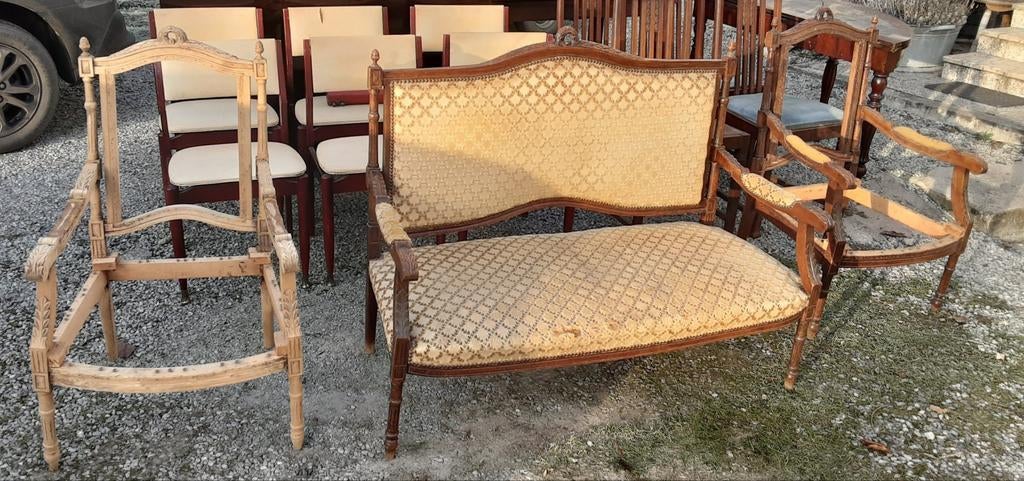 Salon style Louis XVI ou Empire, Antiquités & Art, Antiquités | Meubles | Chaises & Canapés, Enlèvement