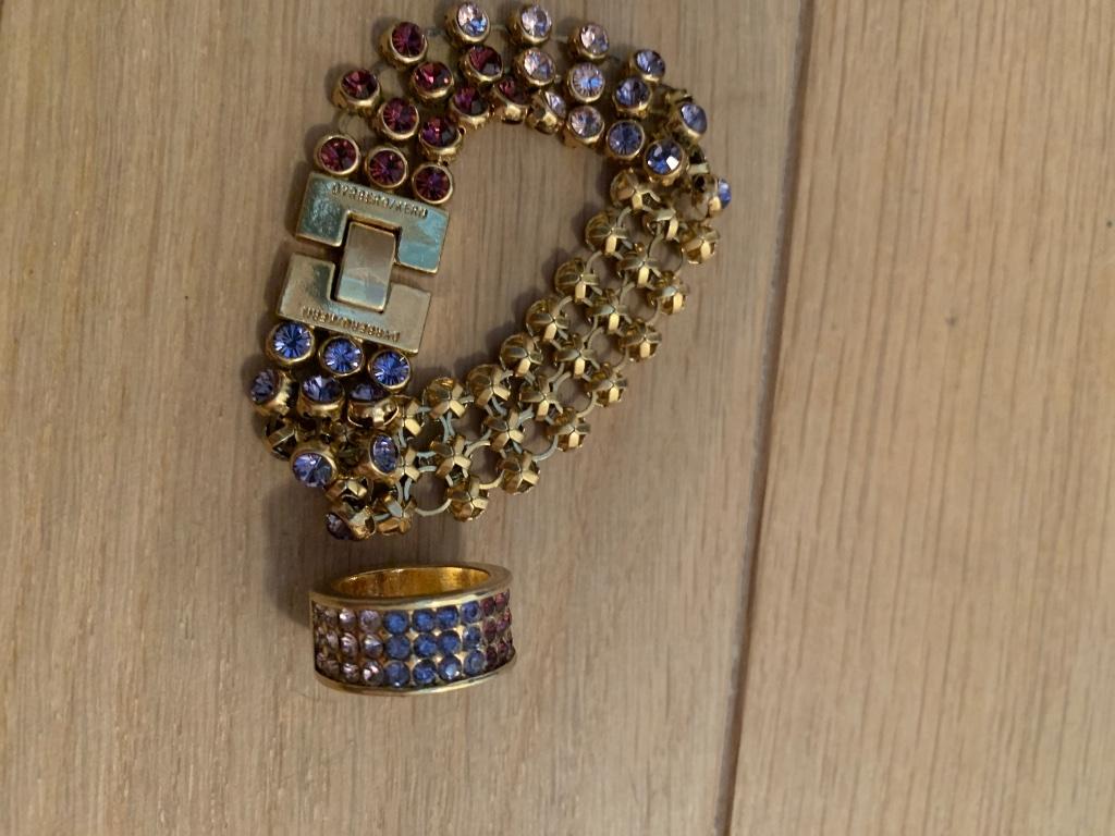 Bague et bracelet Dyrberg Kern avec strass, Handtassen en Accessoires, Ringen, Gebruikt, Overige kleuren, Ophalen of Verzenden