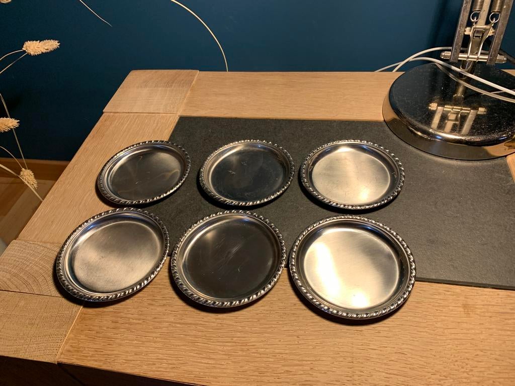 6x vintage Italiaanse MEPRA onderzetters – INOX 18/8, Ophalen of Verzenden, Zo goed als nieuw