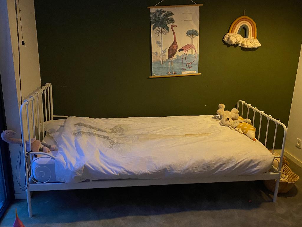 Bed IKEA met matras, 90 cm, Enlèvement, Blanc, Une personne