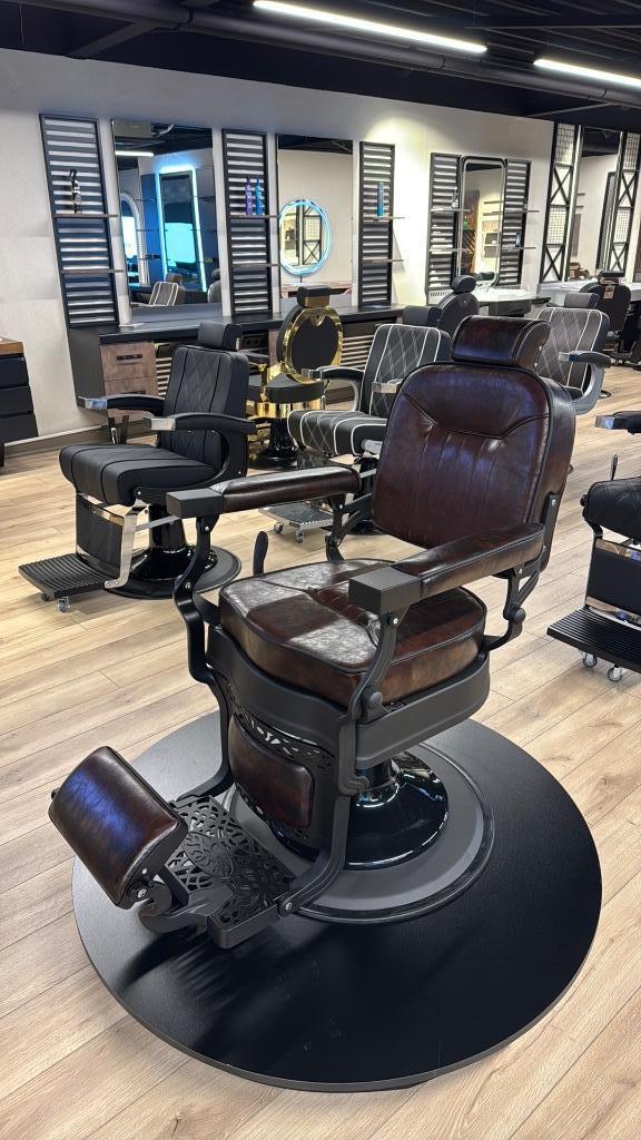 Barbierstoel Comfort brown knip barber heren baard stoel, Enlèvement ou Envoi, Neuf