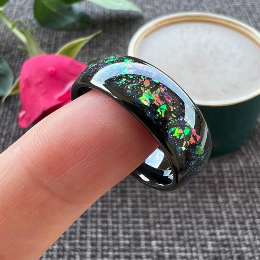 Trouwringen wolfraam - Alec - Ingelegd met kleurrijk opaal, Overige materialen, Overige kleuren, Verzenden, Nieuw