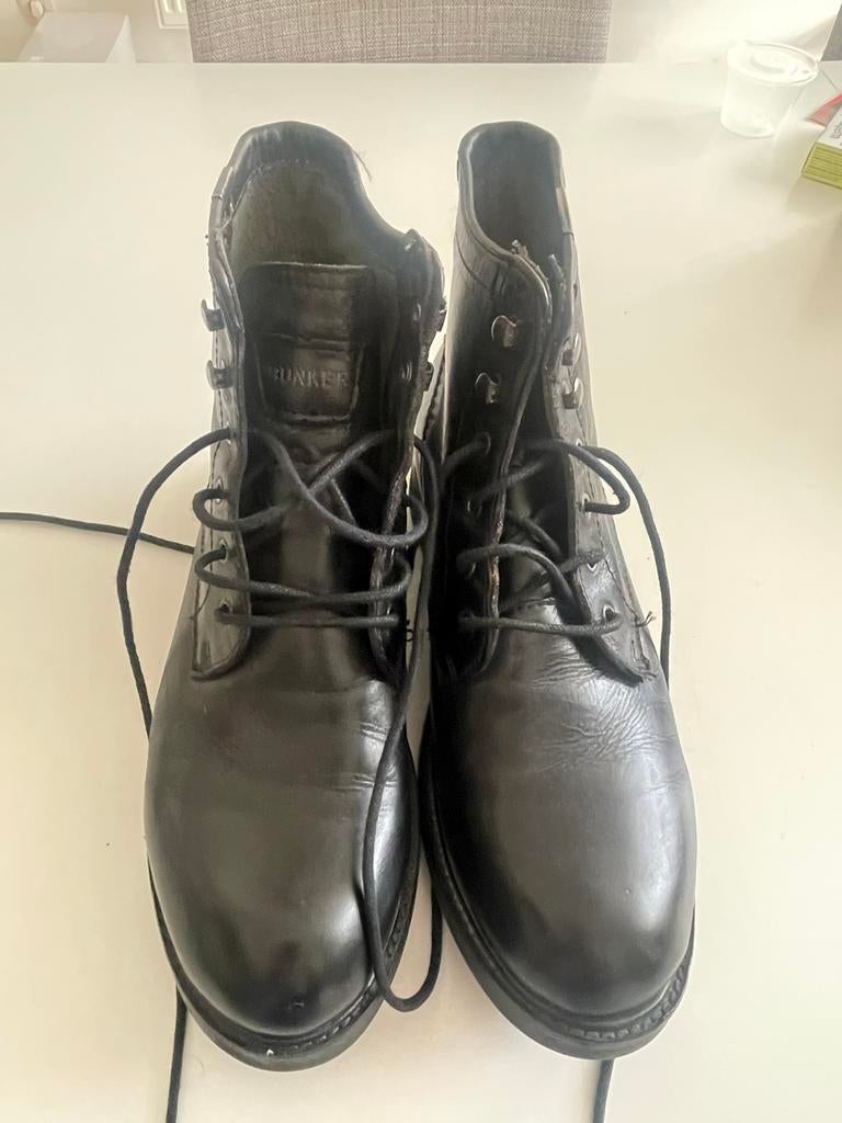 Bunker Combat / Military Style Boots — Zwarte Leren Boots, Kleding | Heren, Schoenen, Zo goed als nieuw, Boots, Zwart, Ophalen of Verzenden