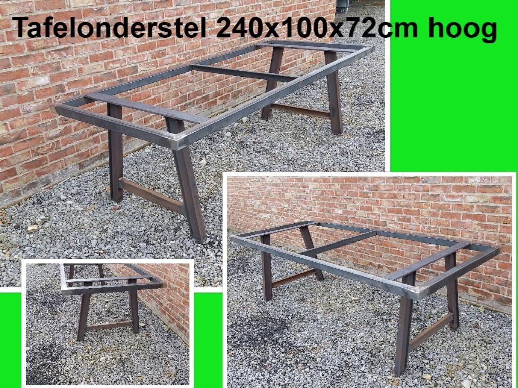 Stalen tafelonderstel 240x100x72 cm hoog - eettafel - bureau, Neuf, Enlèvement, 50 à 100 cm, 200 cm ou plus