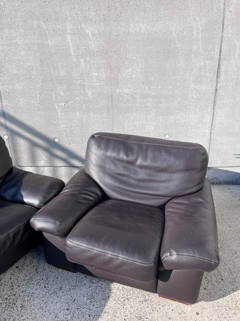 3 delige lederen zetel set, Huis en Inrichting, Fauteuils, Ophalen, Zo goed als nieuw, Leer